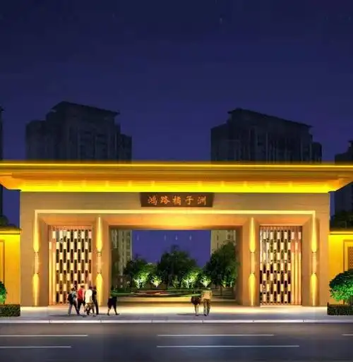 门楼灯光亮化效果图,门楼亮化效果图_大山谷图库