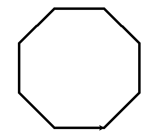 使用turtle库,绘制一个八边形.图形如下所示:代码:importturtleastt.