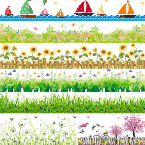 绿色小草贴画幼儿园装扮教室布置小学课室班级装饰文化墙花边贴纸