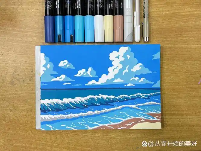 丙烯马克笔 |治愈系画风 61《蓝天大海》