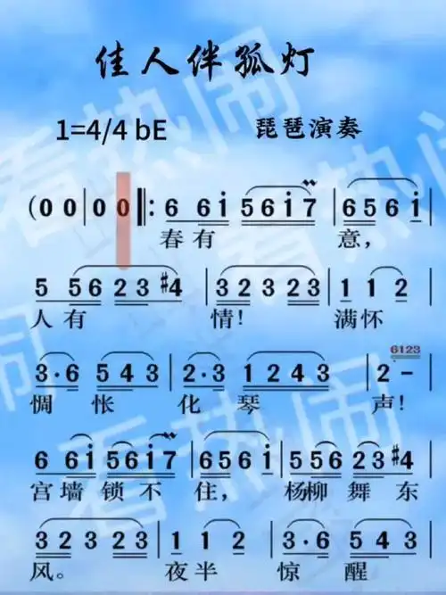 佳人伴孤灯#经典老歌 #动态曲谱 #乐器演奏 #琵琶演奏