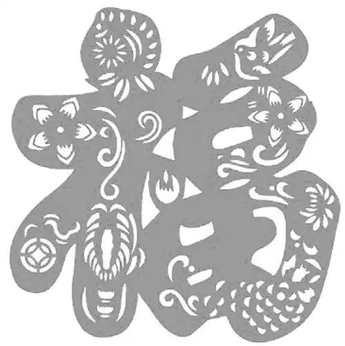 纯手工剪纸图案底稿 刻纸半成品 中国风 福字图稿 窗花 黑白图样