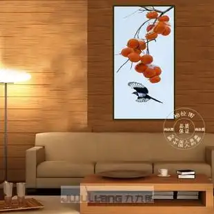 壁画 柏拉图手绘油画 柿子 居家客厅餐厅风景装饰画无框画壁画