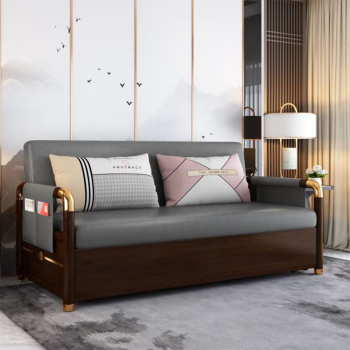 德凯深沙发床实木沙发床新中式沙发床两用轻奢可折叠推拉双人小户型