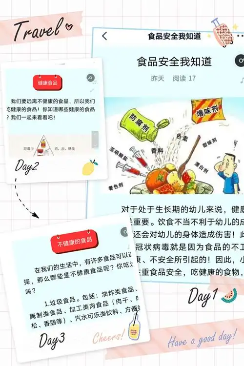 了解了基本的食品安全知识之后,老师们又精心制作美篇,让幼儿从美篇