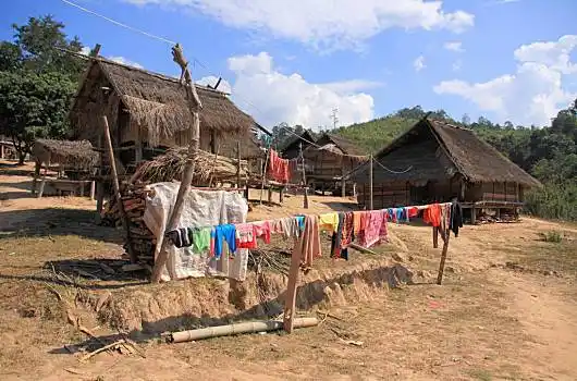 阿卡族,部落,山,乡村,山村,老挝