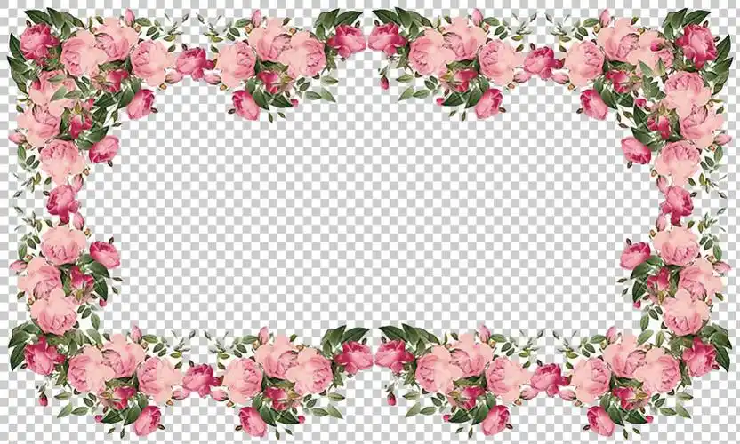 粉红色鲜花花边免抠png透明图层素材