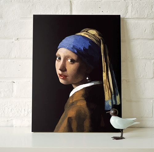 欧美带珍珠耳环的少女维米尔荷兰名画装饰数字油画diy填色礼物