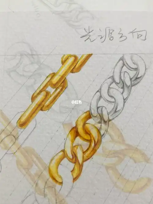 珠宝设计手绘黄金链条手绘分享