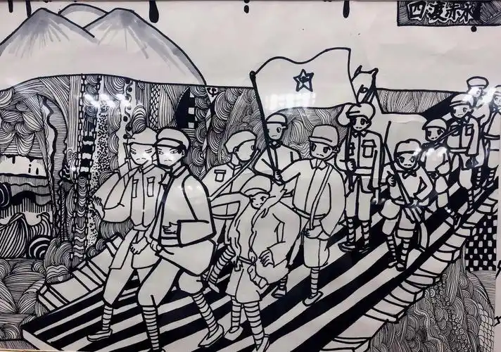 "我和祖国共成长 争做小小追梦人" 一一枣师附小黑白线描社团作品展