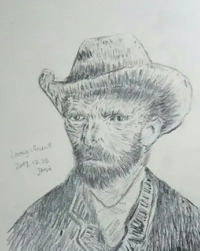 素描 油画 临摹 自画像 梵高 铅笔画