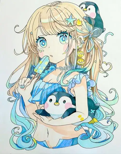 马克笔动漫人物女孩临摹