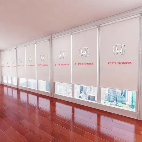 定制免打孔广告卷帘窗帘办公室商铺阳台浴室全遮光遮阳拉珠升降帘