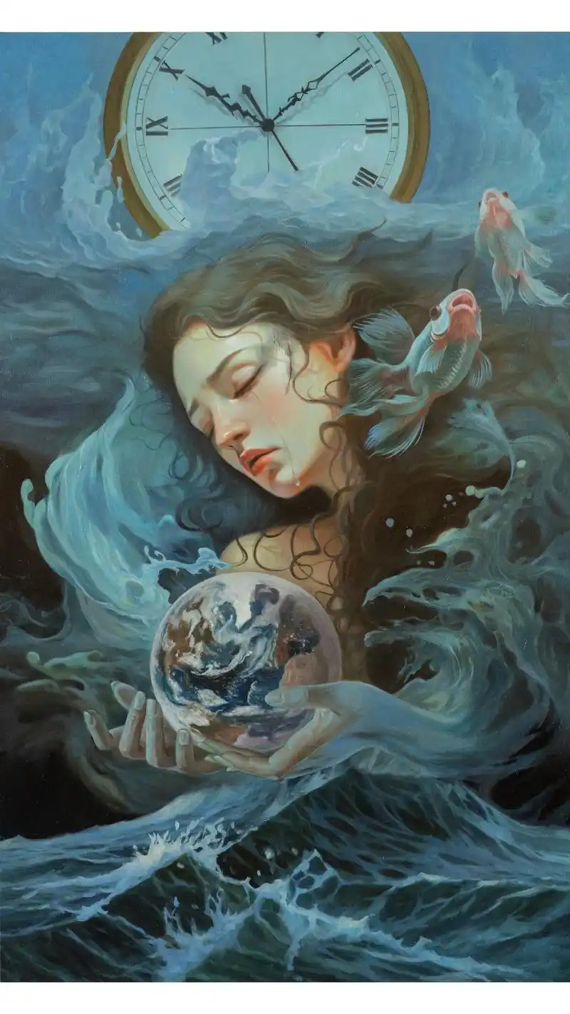 "海水在灯盏里漂泊,灌进古老的,寂寞的啼哭"#油画 #何水晶 - 抖音