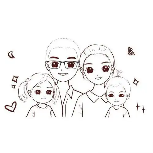 全家福手绘头像让家充满仪式感充满爱的个性头像