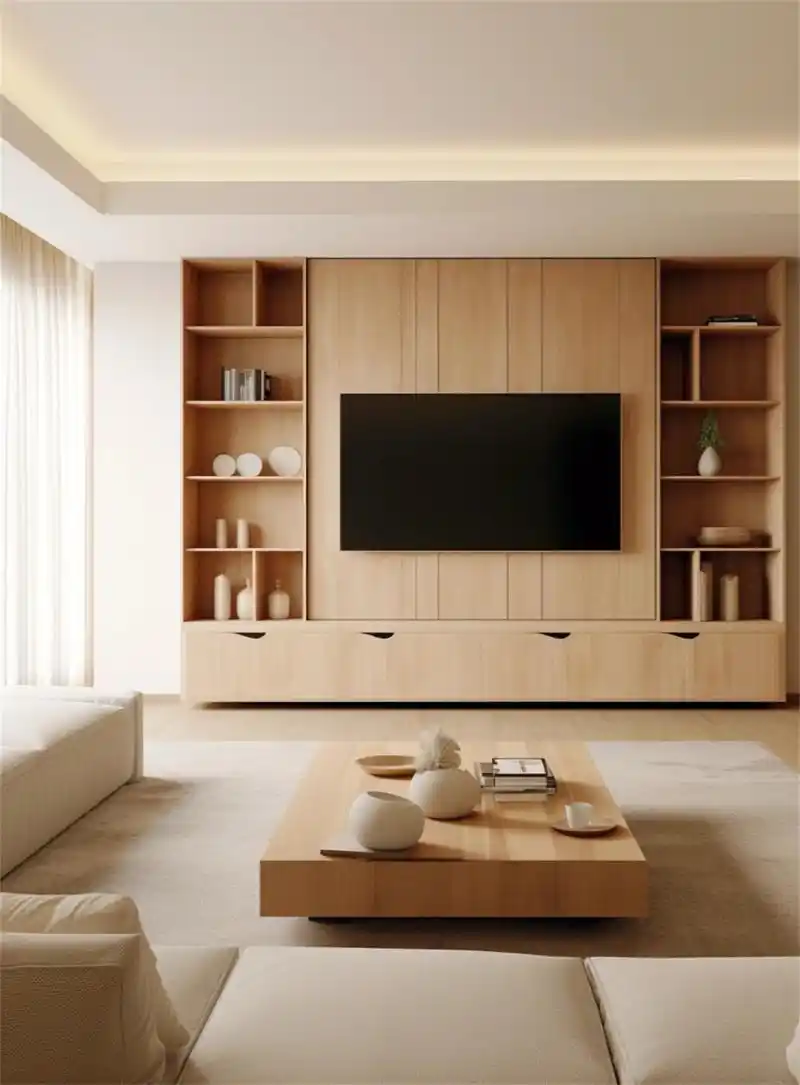 满墙电视柜做极简  非要选什么极简原木风!