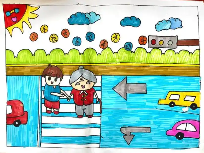 "大手拉小手 文明齐动手"共创文明城绘画三年级-图3