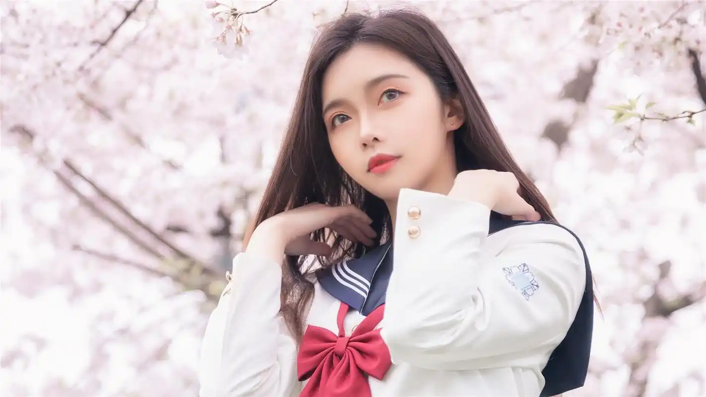 樱花jk少女唯美高清桌面壁纸