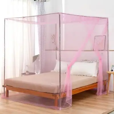 老式蚊帐防蚊网纱加密单开门双人床落地式卧室家用带支架加粗加厚