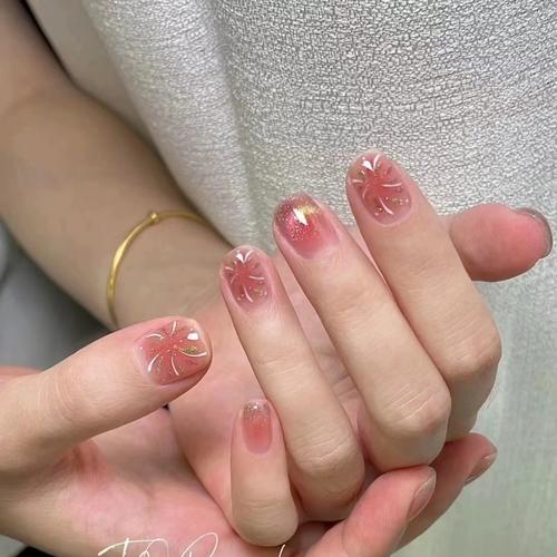 【手工美甲】新年款爆闪 多巴胺猫眼 圣诞树好看的烟花穿戴甲短甲