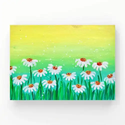 儿童水粉画雏菊