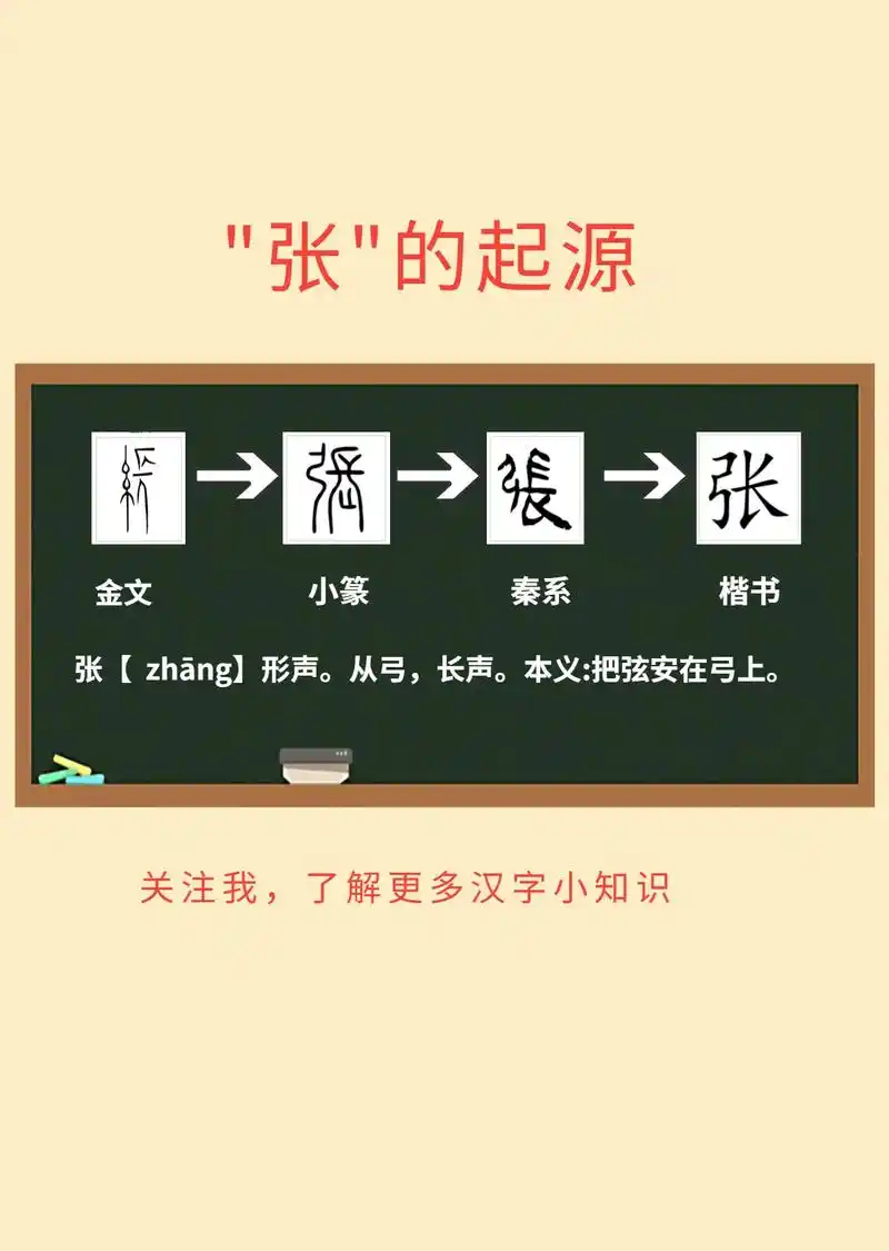 小智爱写字 #汉字演变 "张"字的起源 @抖音小助手