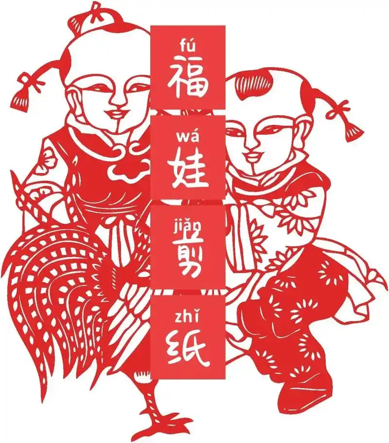 喜节篇福娃剪纸