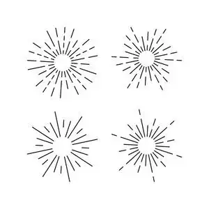 设计元素线性绘制复古时髦风格. 光线太阳照射箭头色带矢量图照片