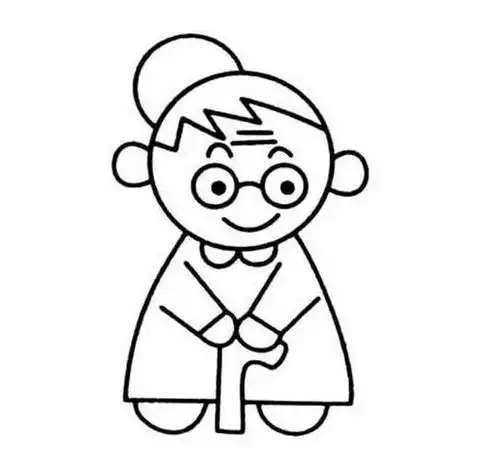 拿拐杖的 strong>老奶奶 /strong>儿童亲子简笔画 宝宝轻松学画画