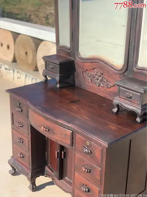 民国大红酸枝木梳妆台梳妆柜老家具红木家具