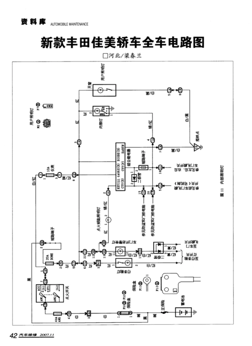 > 新款丰田佳美轿车全车电路图第1页 相关主题 你可能喜欢 汽车电动