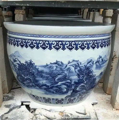 陶瓷青花瓷大缸装饰摆设大缸陶瓷锦鲤缸