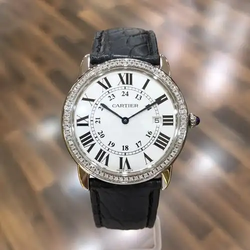 [免费送检][9.5新]卡地亚手表男路易圆形系列36mm精钢后镶钻