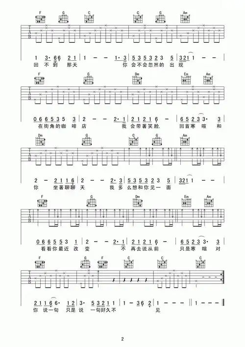 陈奕迅好久不见吉他谱c调