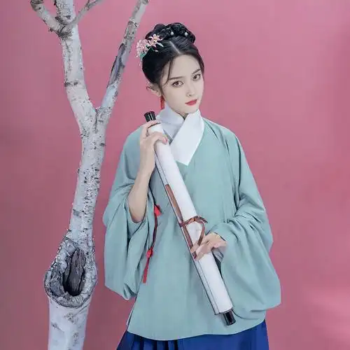 明制汉服女交领短袄琵琶知秋松塔汉服汉服