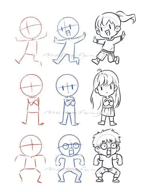 人物简笔画简笔画卡通人物女孩q版教程七头身人物简笔画sai资源库动漫