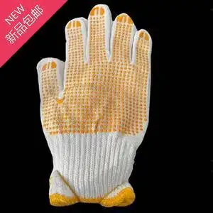 耐高温种植白色防滑劳保手套棉线仓库棉纱布维修麻布五指指套w全
