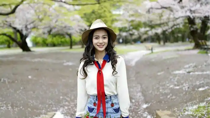 angelababy日本樱花写真 宛如花仙子