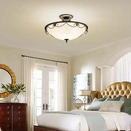 美式乡村吸顶灯现代简约温馨浪漫卧室客厅玄关门厅半吊led吸顶灯tmall