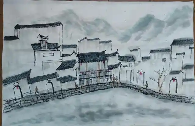 画徽派建筑白墙青瓦马头墙有感