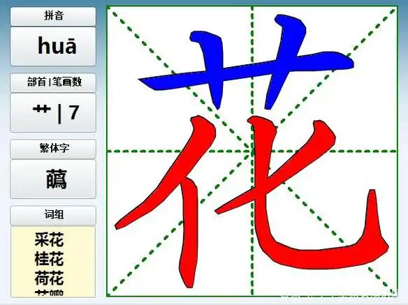 花huā,字义,笔画,组词,造句