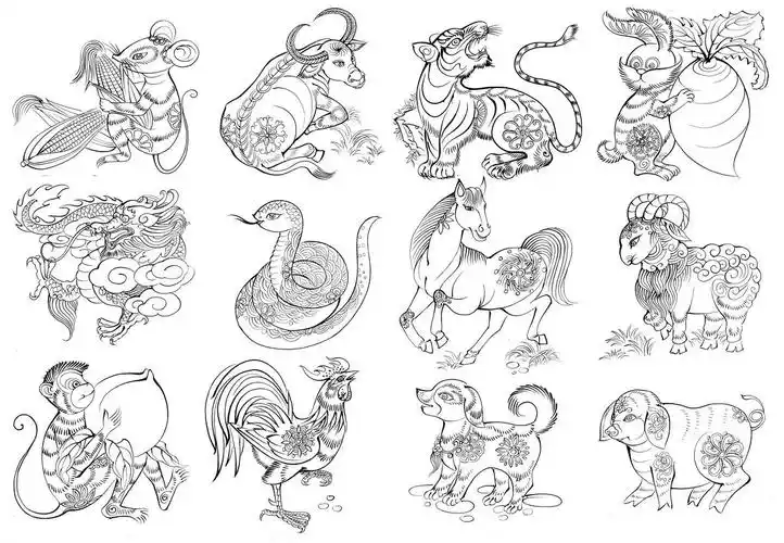 十二生肖(12块雕版)