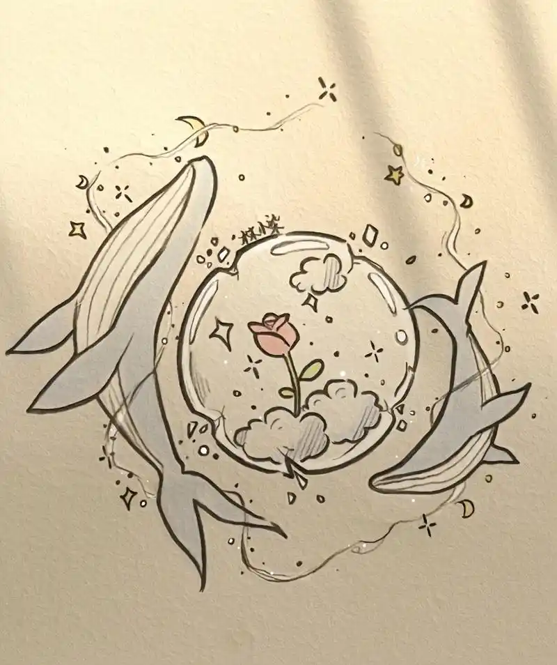 化作孤岛的鲸.95.二创#手绘过程 #绘画过程 #铅笔画 # - 抖音