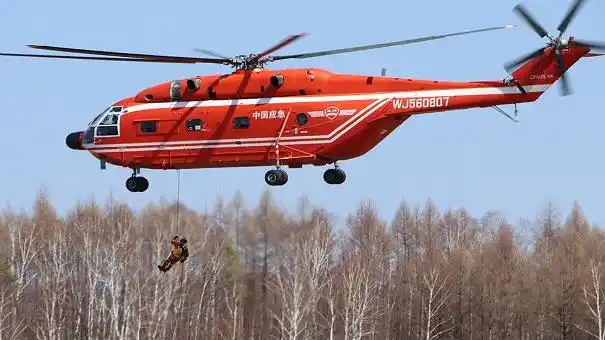 直升机索降灭火.