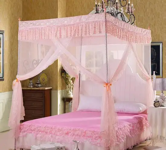 蚊帐 不锈钢支架落地加粗蚊帐宫廷方顶三开