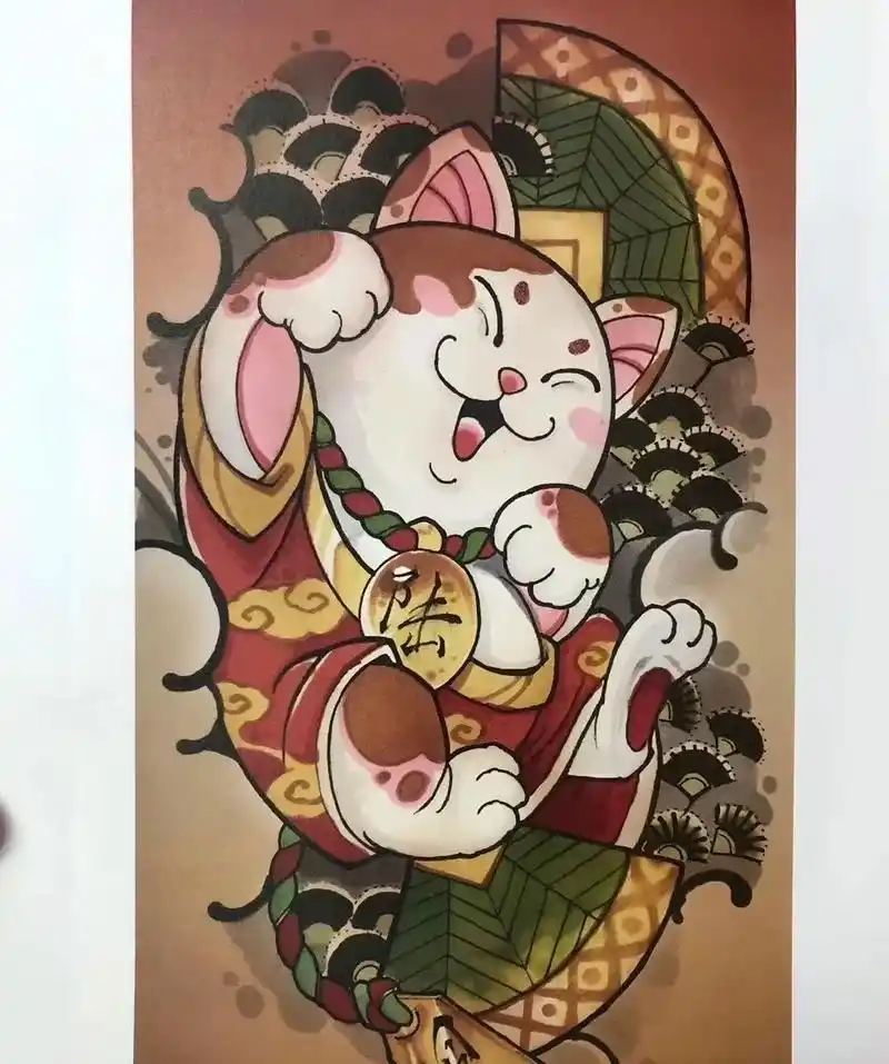 手稿分享 一组招财猫稿子,同城可约#纹身师日常 #我是一个 - 抖音