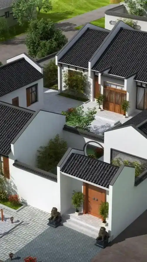 现代徽派四合院,农村有地建房的考虑下农村