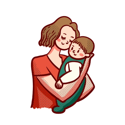 卡通矢量免抠可爱母亲节抱着婴儿