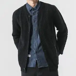 针织衫高品质男士秋冬厚款大码毛衣外套宽松羊毛衫男开衫拼接