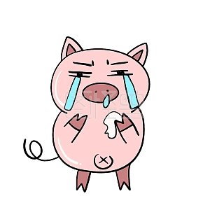 图怪兽原创元素小猪表情包痛哭流涕插画元素